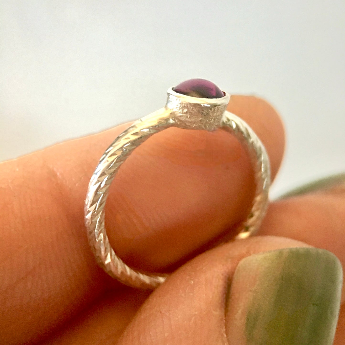 Simple Rhodolite Ring