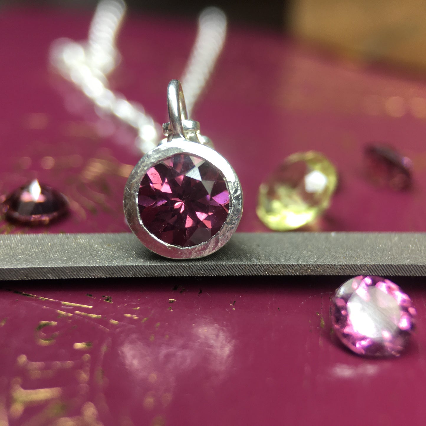 Rhodolite Garnet Solitaire