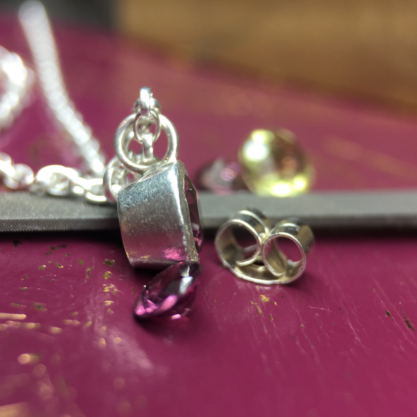 Rhodolite Garnet Solitaire
