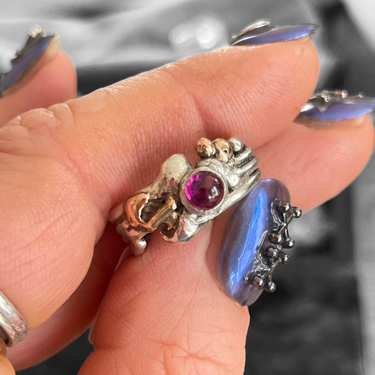 Galactica Ring Rhodonite Cabochon