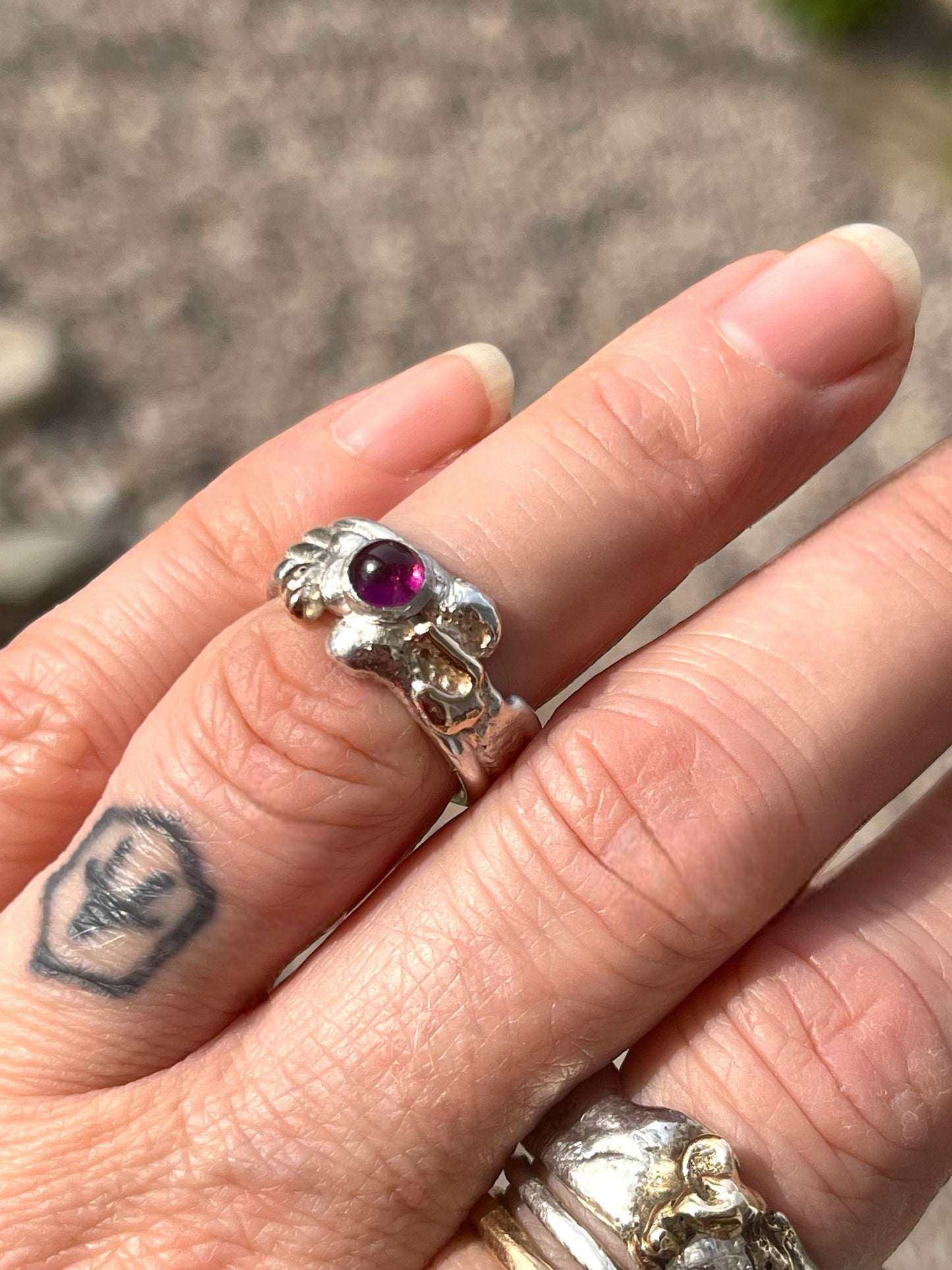 Galactica Ring Rhodonite Cabochon