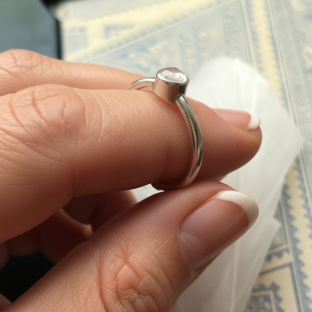 Rose Cut Rose Quartz Solitaire